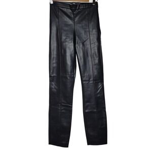 Zara Womens Black Faux Leather High Waisted Straight Leg Pants